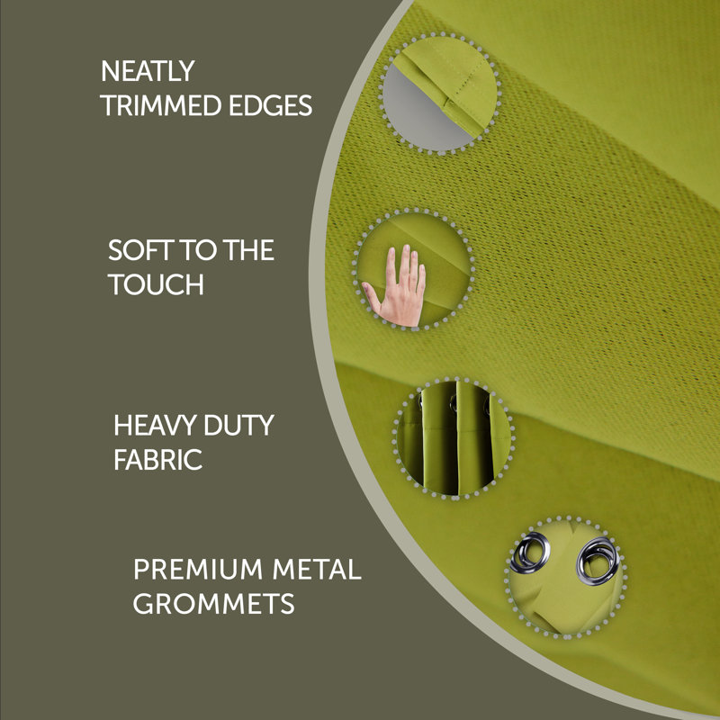 Polanco Room Darkening Curtain Single Panel, Green, 52" x 63"