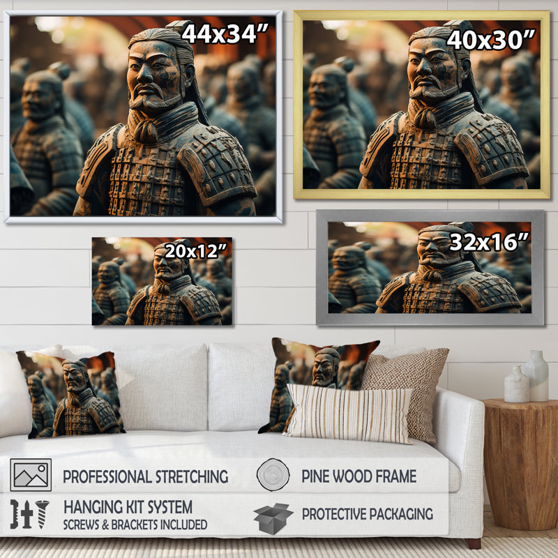 China Terracotta Warriors III - impression, H 30 po x l 40 po x P 1,5 po, Cadre flottant doré