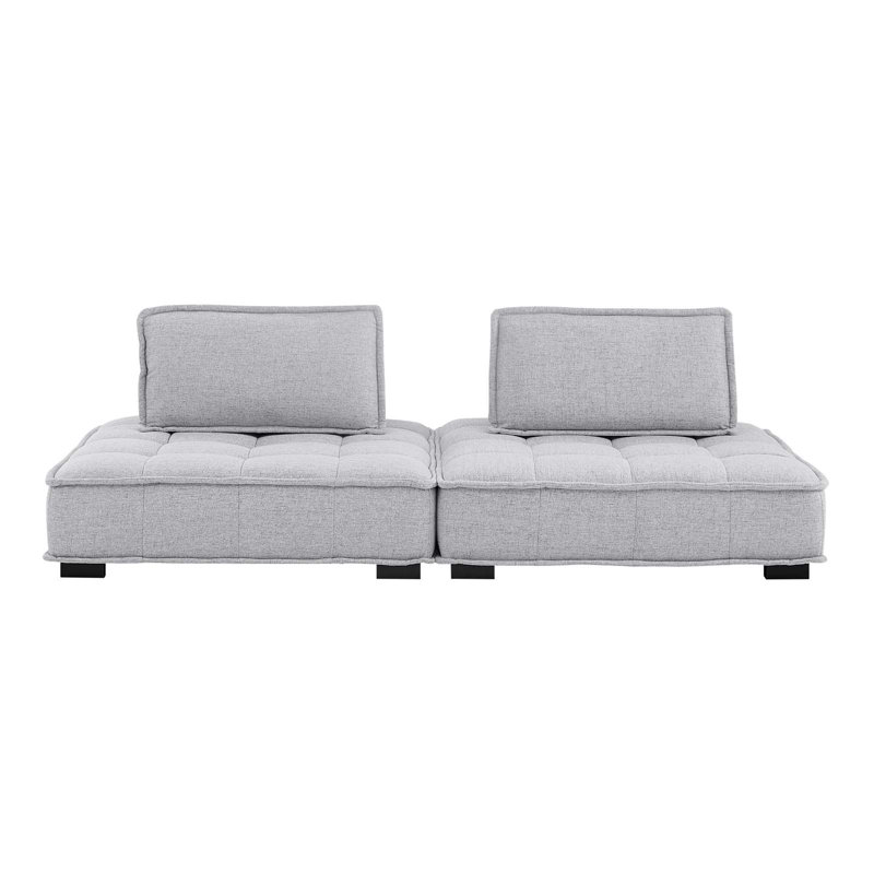 Causeuse 2 pièces Saunt, 100 % polyester gris clair