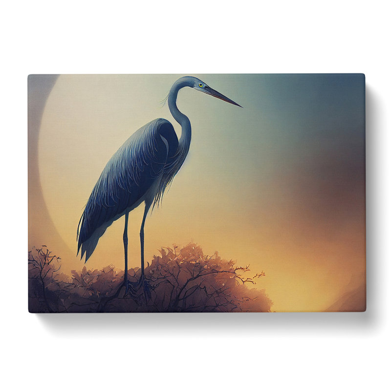 Blooming Heron Bird - Wrapped Canvas, 35cm H x 50cm W x 3cm D