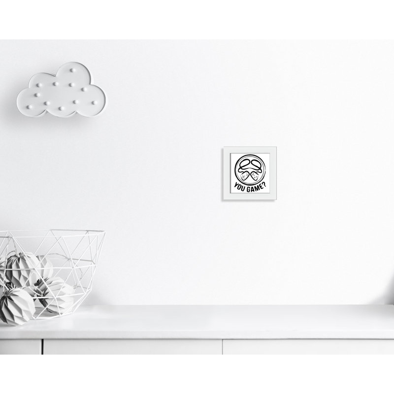 Décoration murale pour enfants avec emblème de jeu, H 10 po x l 10 po x P 0,63 po, Cadre blanc