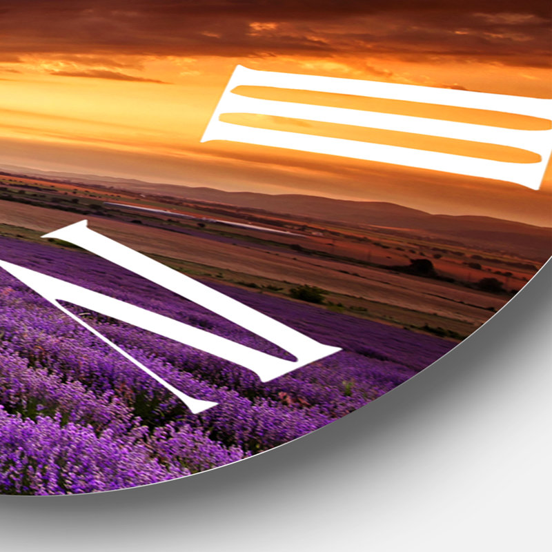 Sunrise & Dramatic Clouds Over Lavender Field X - Horloge murale, Grand