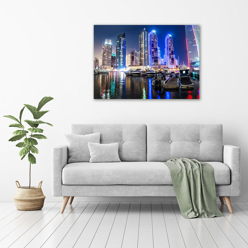 Dubai At Night - Wrapped Canvas Print