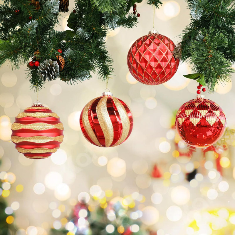 Grandes boules de Noël de 6 po / 150 mm, décor d'arbre de Noël 4 pièces, décorations suspendues incassables