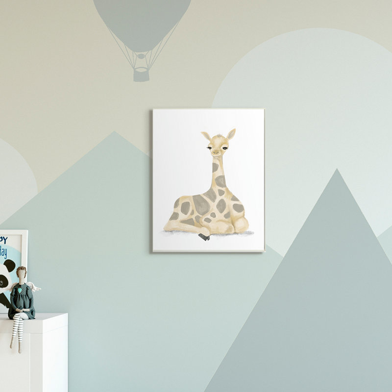 Illustration d'une douce girafe Paloma, H 48 po x l 36 po x P 1,5 po, Toile tendue