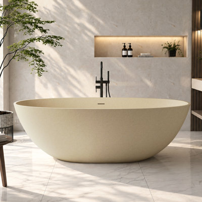 x 29.53'' Freestanding Soaking Solid Surface Bathtub