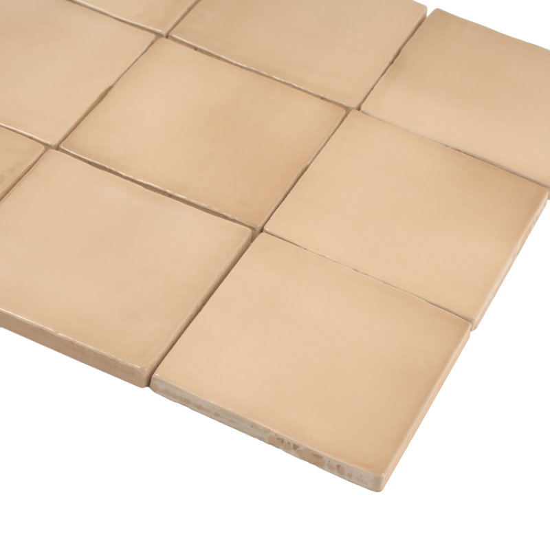 Silken 3.94 in. x 3.94 in. Glossy Ceramic Square Wall and Floor Tile (6.48 sq. ft./case) (60-pack), Beige