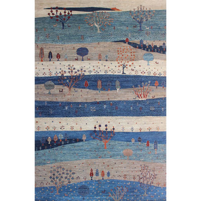 One-of-a-Kind High-Quality Hand-Knotted Blue/White Area Rug