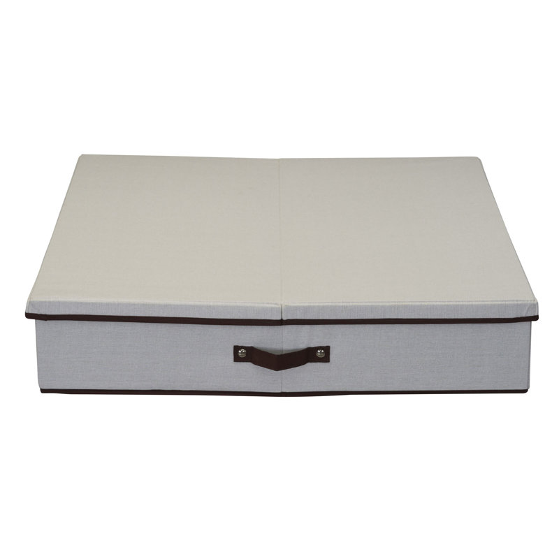 Wreath Storage Container Box with Handles Sturdy Fabric‑Covered Sides for 30‑Inch Wreath with Brown Trim,  Natural