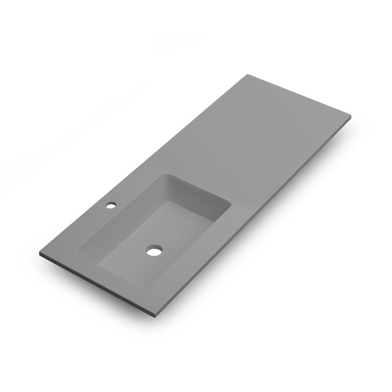 Lavabo de salle de bain rectangulaire encastrable en résine 18,1 po DAX, Brume mat