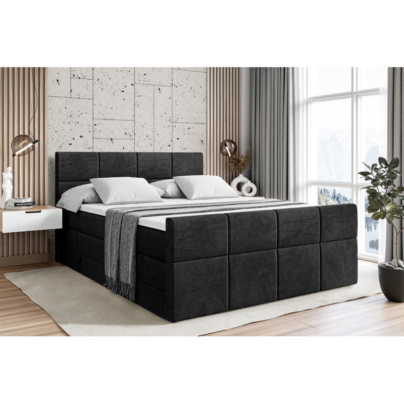 Divan Bed Set, Black, 120cm W x 200cm D