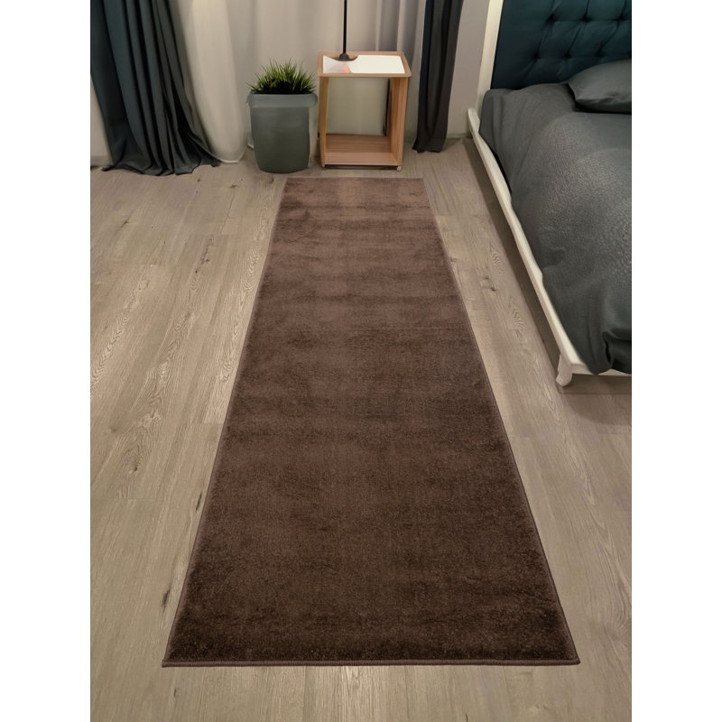Custom Size Rug Solid Color Dark Beige Schulter Design Medium Pile Slip Resistant, Rectangle 3' x 5'