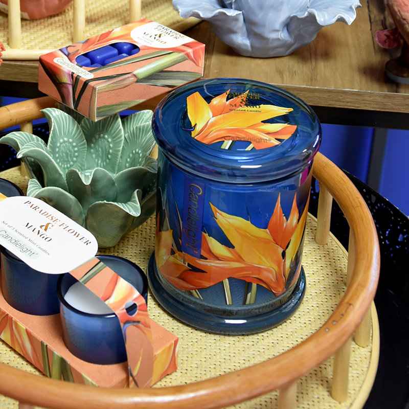 Scented Jar Candle with Glass Holder