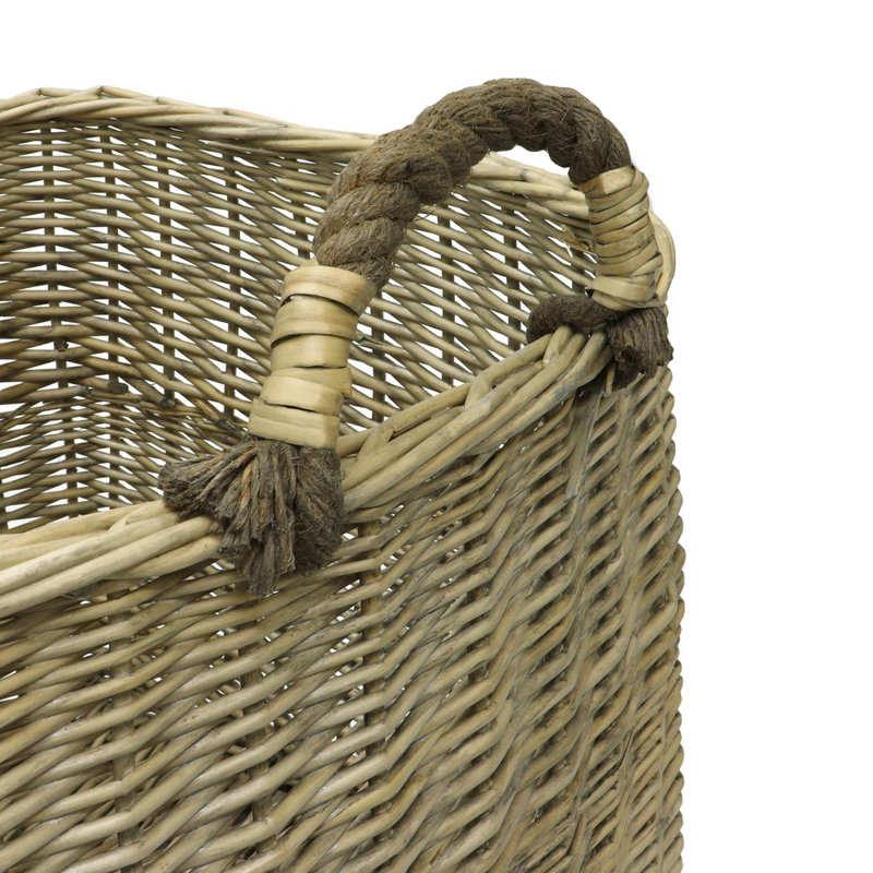 Hand Woven Wicker Laundry Basket with Handles