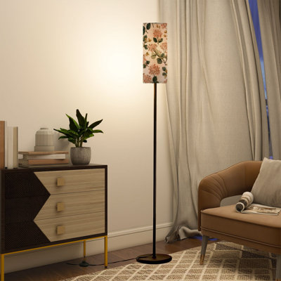  Lampe sur pied 68,5 "à fixation sur pied sans pied à culot classique en métal avec abat-jour en lin