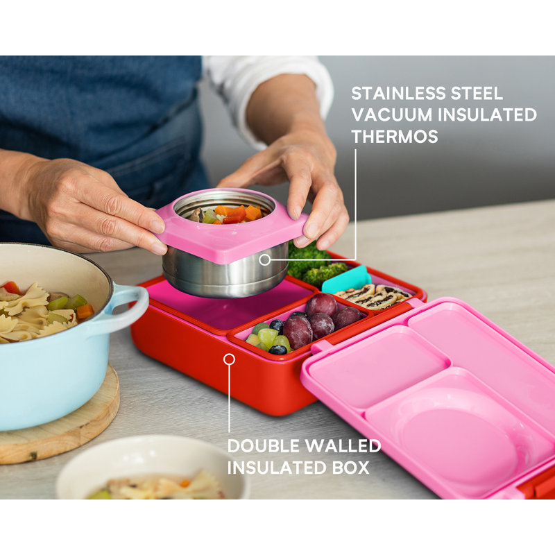 Pink Berry Insulated Stainless Steel Bento Box with Thermos