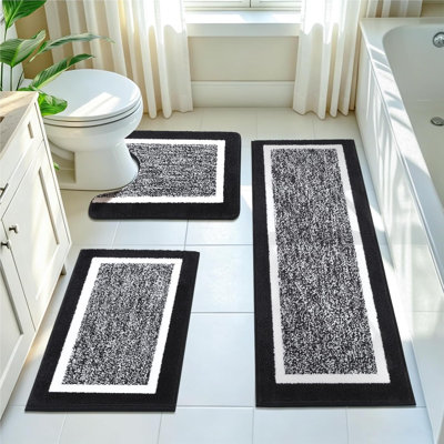 Ensemble de 3 tapis de bain, antidérapants et lavables.