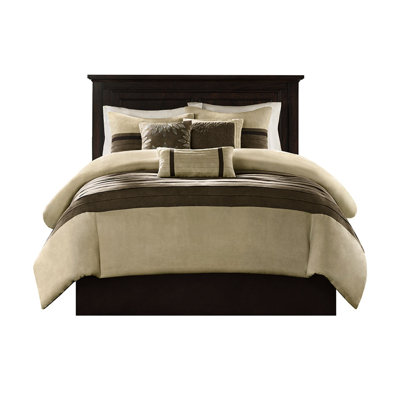 Literie très grand, 7 pièces en faux suède, décor transitionnel, rembourrage, 2 taies décoratives, 3 coussins, jupe de lit lavable, literie naturelle, style Pc Pieed, brodé