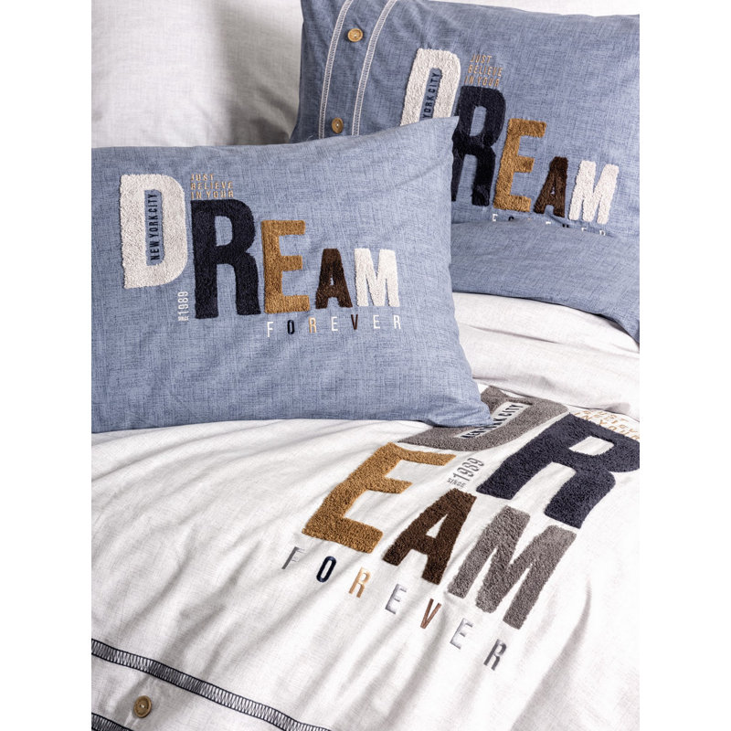 100% Cotton Ranforce Single Quilt Cover Set, Grey | Includes 63 x 87 Duvet Cover, 71 x 94 Flat Sheet, and 20 x 28 Pillowcase | Reactive Printing, Machine Washable, Envelope & Button Closure | Soft & Durable Bedding