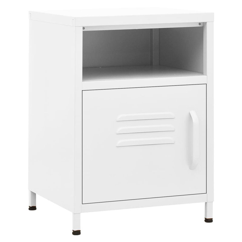 Bren 35cm W Steel Bedside Table, White, Set of 2