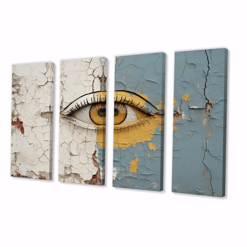«Yellow and Grey Eye Expression», ensemble d'art mural 4 pièces, H 28 po x l 48 po