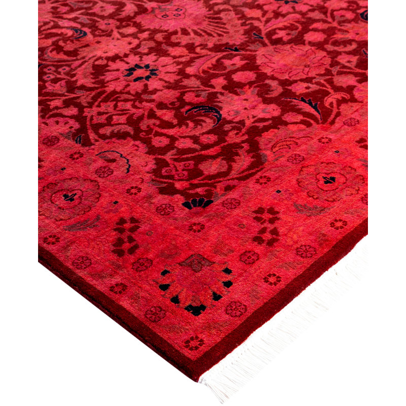 Overdyed Hand-Knotted Wool Modern-Contemporary Pink Area Rug 4' 2" x 6' 2"
