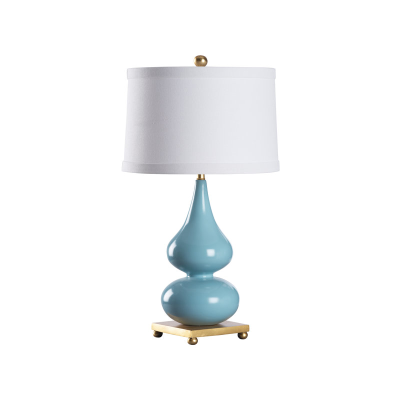 Lampe Whitney - bleu ciel, Bleu / feuille d'or antique