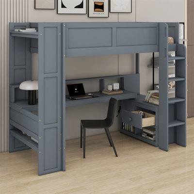 Jaylein Kids Loft Bed with Drawers