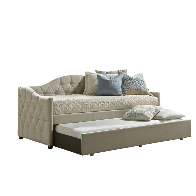 Danaysy Upholstered Daybed with Trundle Bed, Cream