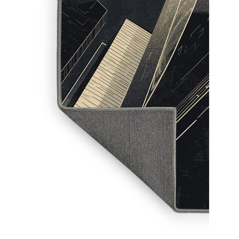 Soft Plush Ormes Futuristic Smart City Modern Geometric Area Rug in Grey – Grey Binding, 2x5