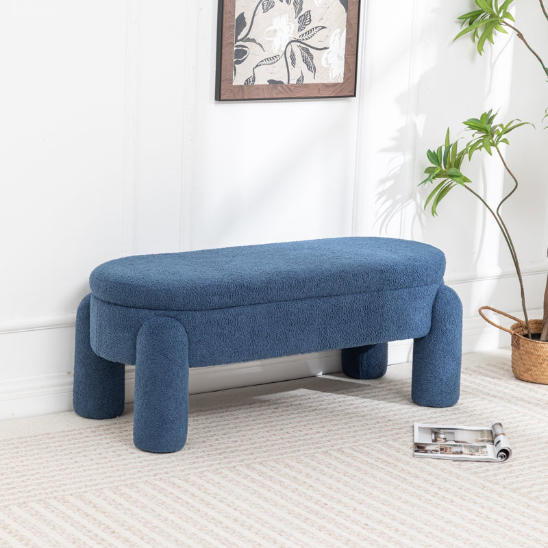 Banc de rangement rembourré à couvercle rabattable pour l'extrémité du lit, Marine