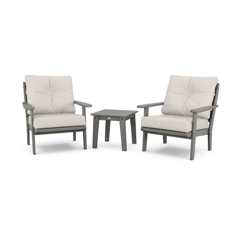 Lakeside 3-Piece Deep Seating Chair Set, Slate Grey, Cast Ash