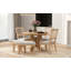 Ensemble de salle à manger de charme rustique avec table ronde en bois, chaises rembourrées et banc incurvé-2108200807