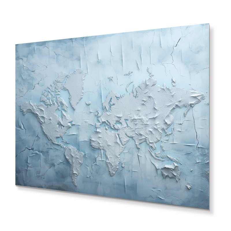 «Ice Age World Map I» sur métal, H 12 po x l 20 po x P 1 po
