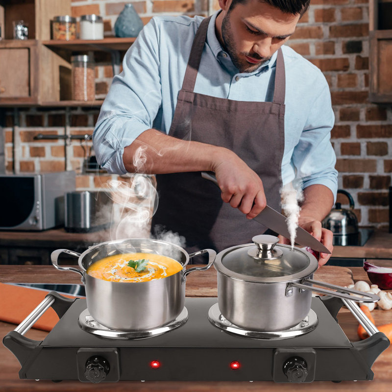 Edge Collections Electric Double Burner, Black