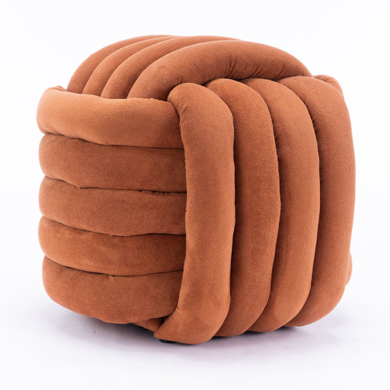 Chenille Fabric Modern Knot Design Ottoman Makeup Stool Footstool, Comfortable And Stylish Seat For Living Room, Bedroom