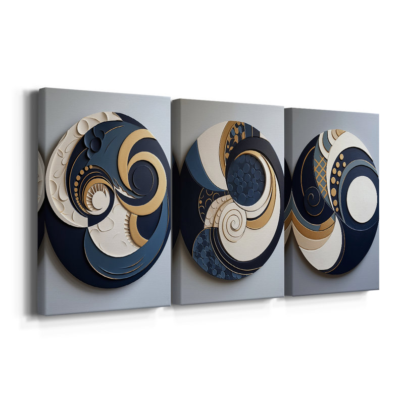 ABSTRACT Series DL III - Toile tendue avec châssis sur mesure - 3 pièces, H 12 po x l 24 po