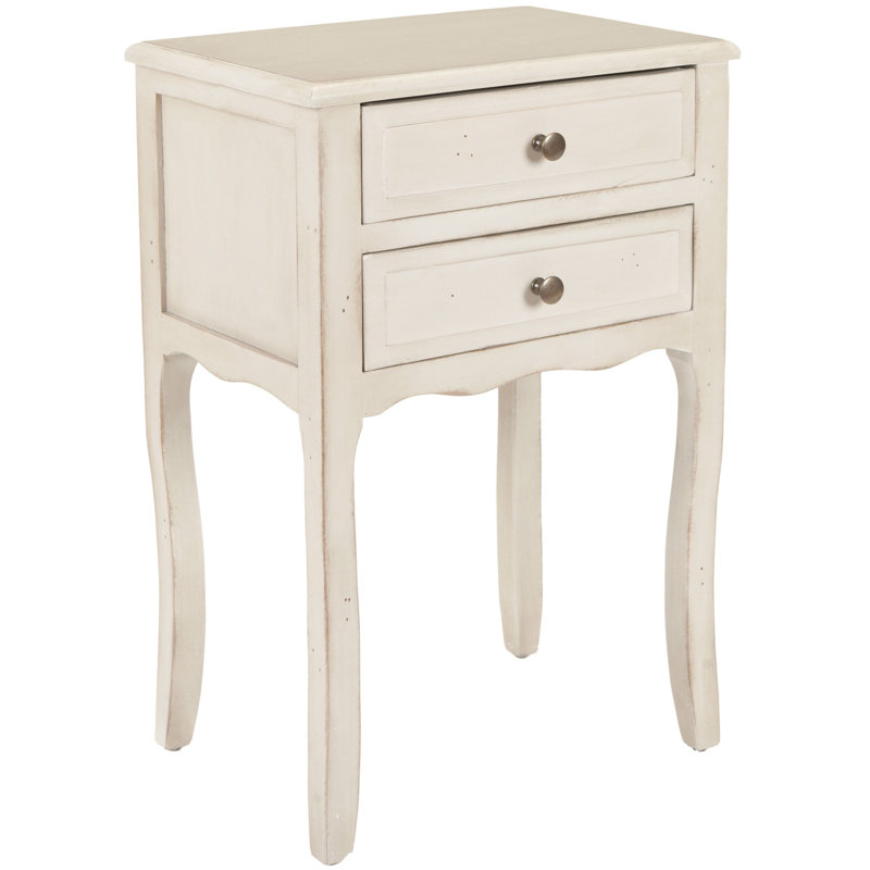 Elegant Faredo 19'' W Nightstand with 2 Drawers - French Style Wooden Classic End Table for Any Room, White Birch