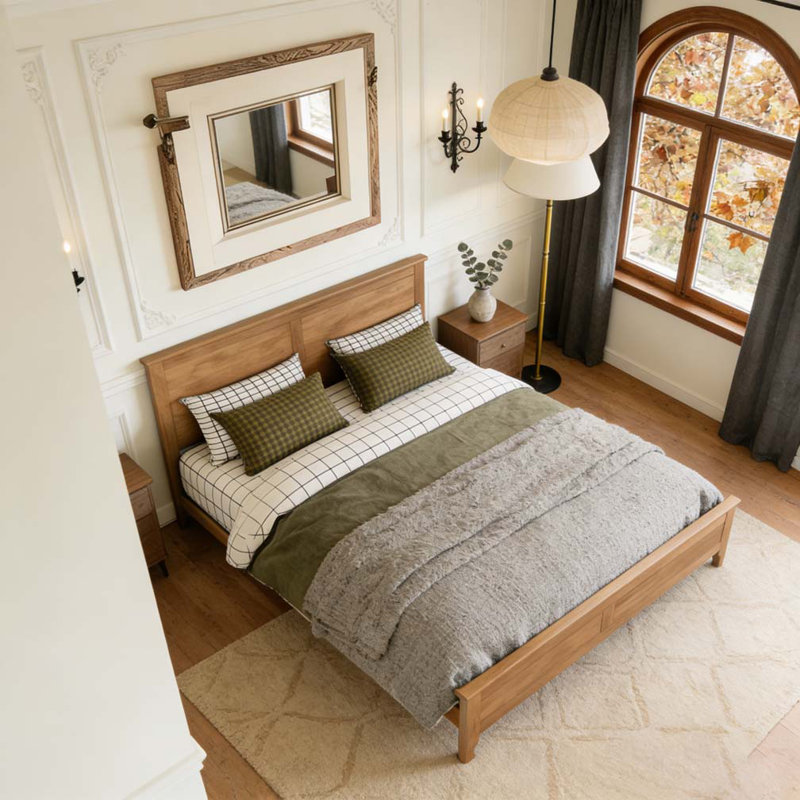 Modern Solid Wood Platform Bed, King