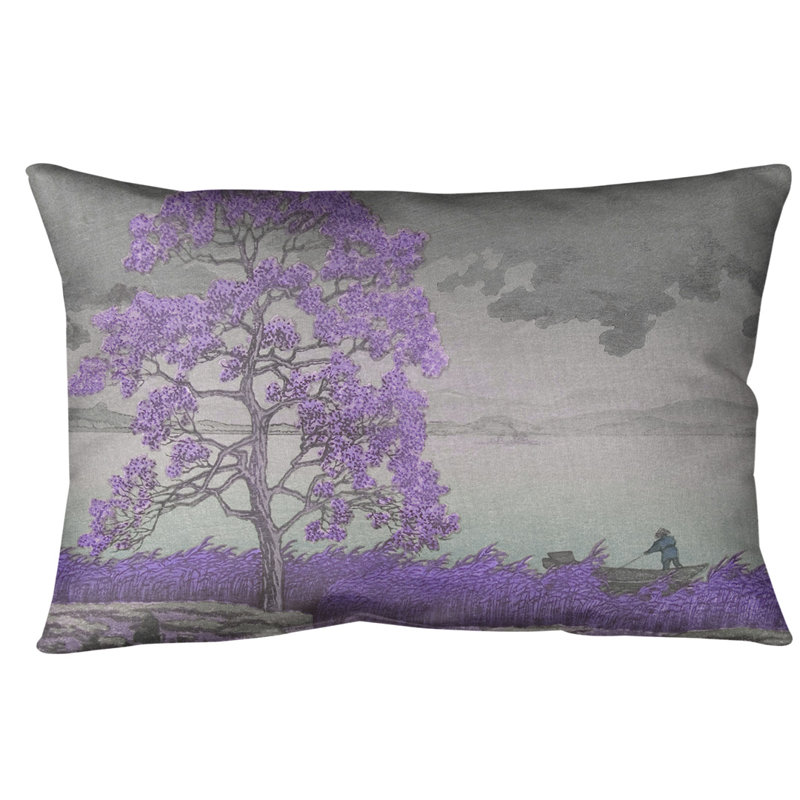 Housse de coussin lombaire à la pluie sur le shore, Mauve, Sergé de coton