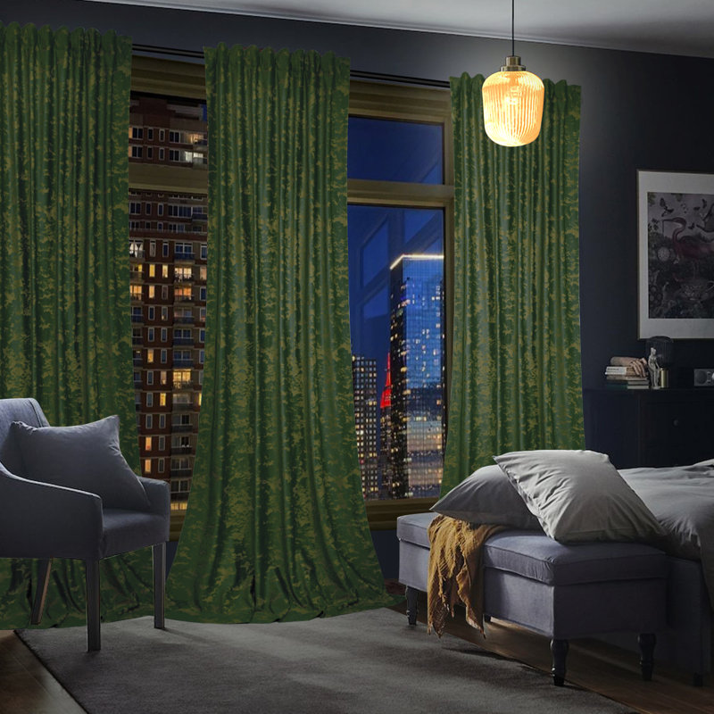 Kanab Velvet Room Darkening Curtain Panel Pair, 52" W x 96" L, Green