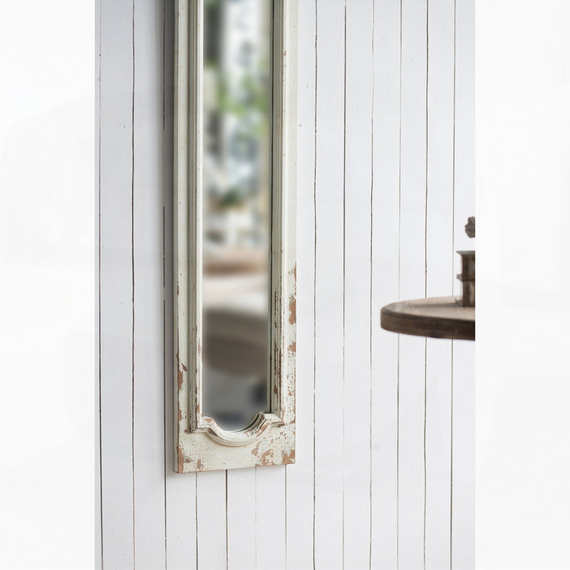 Miroir de plancher avec finition blanche vieillie