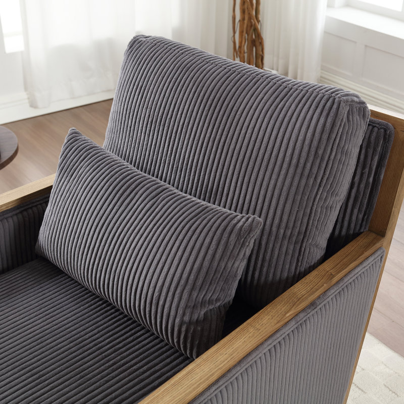 Fauteuil d'appoint pivotant en velours côtelé, Velours côtelé gris