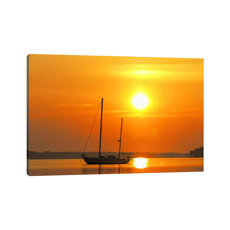 Sunrise Sail Boat - Wrapped Canvas Print, 101.6 cm H x 66.04 cm W x 3.175 cm D