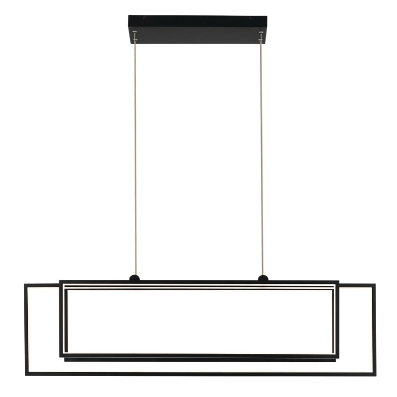 Lustre rectangulaire à 3 lumières Crelin, Noir mat
