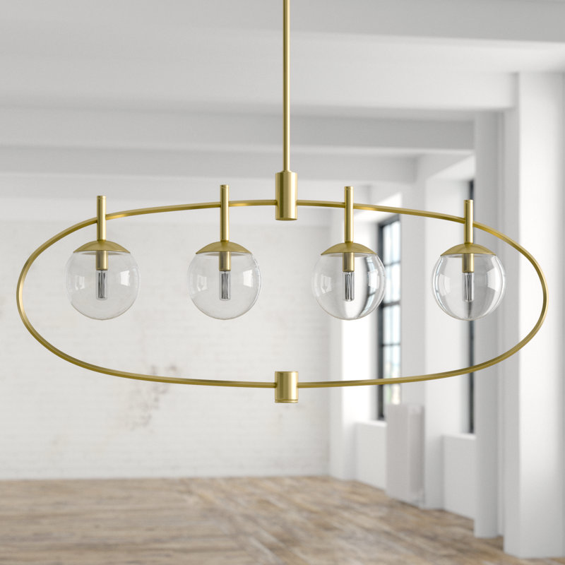 Dechen 4 - Light Kitchen Island Pendant, Satin Brass