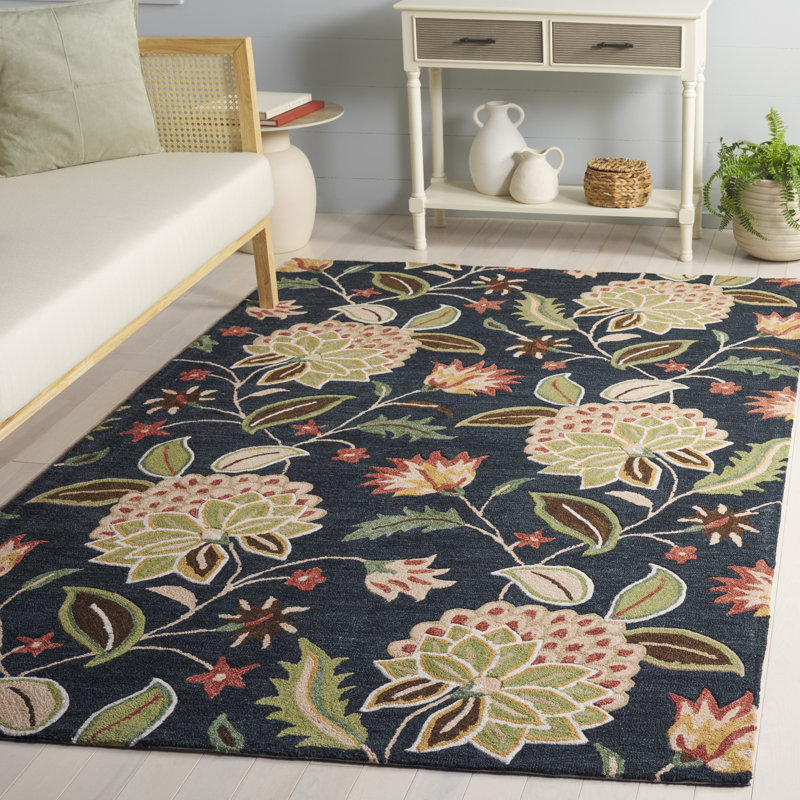 Jardin 769 Hand Tufted 80% Wool; 20% Cotton Floral Rug, Rectangle 5' x 8'