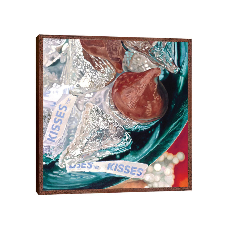 Big Kisses by Andrea Alvin - Print on Canvas, 66.04 cm H x 66.04 cm W, Classic Brown Wood Framed