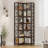 7-Tier Industrial Corner Bookcase, Tall Corner Shelf Storage Display Rack with Metal Frame for Living Room Home Office-373204242