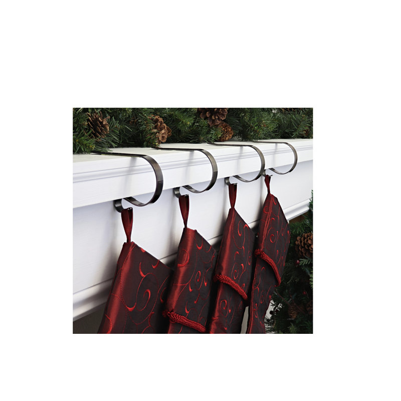 Oil-Rubbed Bronze Low Profile Metal Stocking Holders, 4 Pack